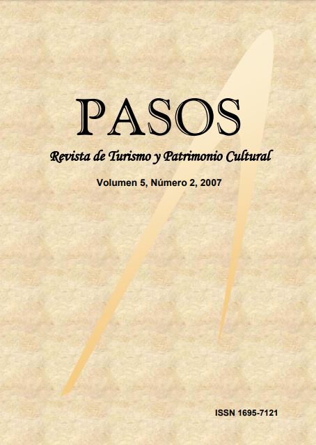 					Ver Vol. 5 Núm. 2 (2007): PASOS Revista de Turismo y Patrimonio Cultural 05(2), 2007
				